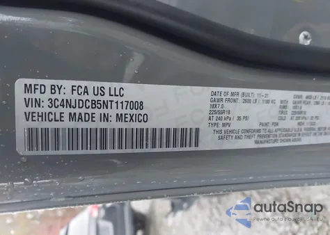 2022 Jeep Compass Limited 4X4 z USA, uszkodzony, nr VIN 3C4NJDCB5NT117008